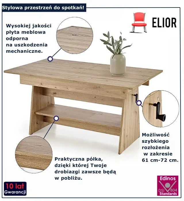 Nowoczesny rozkładany ławostół dąb artisan K2-L95