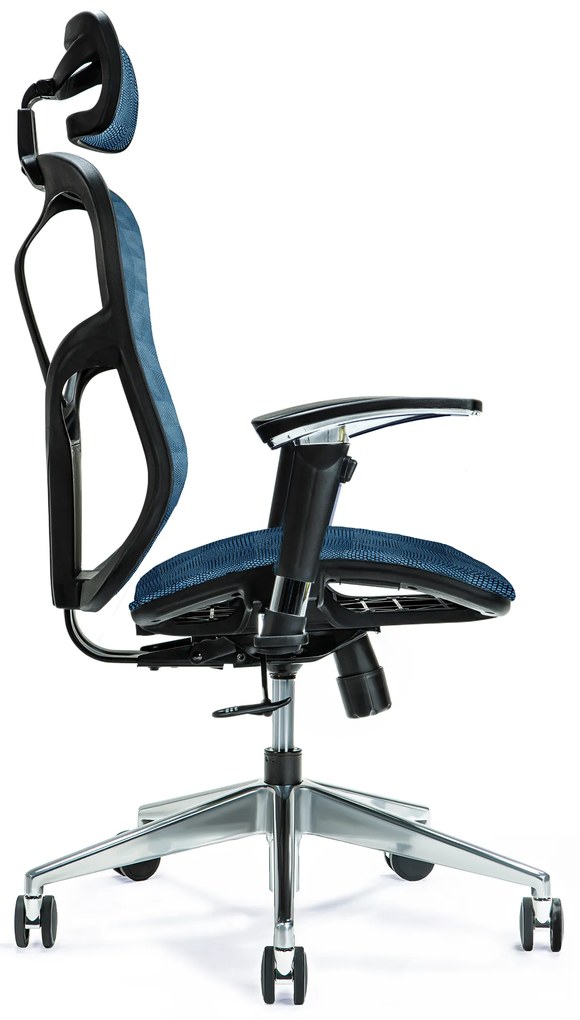 Wygodny fotel biurowy ergonomiczny Ergo 500. Fotel tapicerowany przewiewną siatką Mesh, 5 kolorów do wyboru. Fotel ma regulowane oparcie, podłokietniki. wysokość zagłówka. Nowoczesne meble biurowe.