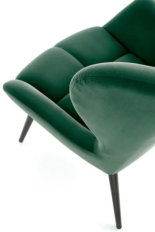 Zielony welurowy fotel uszak D6-F50