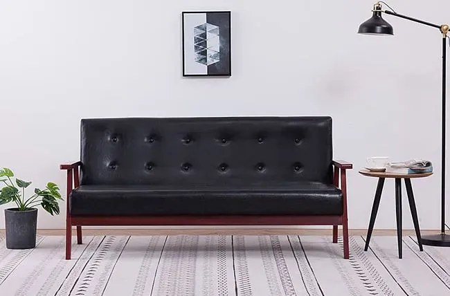 3-osobowa czarna sofa retro - Garner 3X