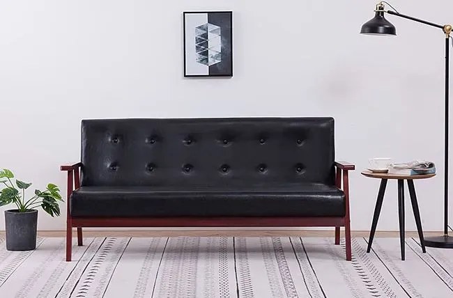 3-osobowa czarna sofa retro - Vita 3X