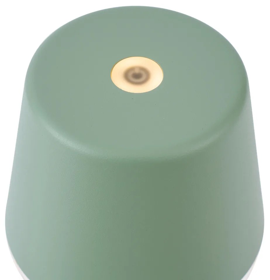 Lampa stołowa zielona z LED IP65, ładowalna ze stacją ładującą - Bass