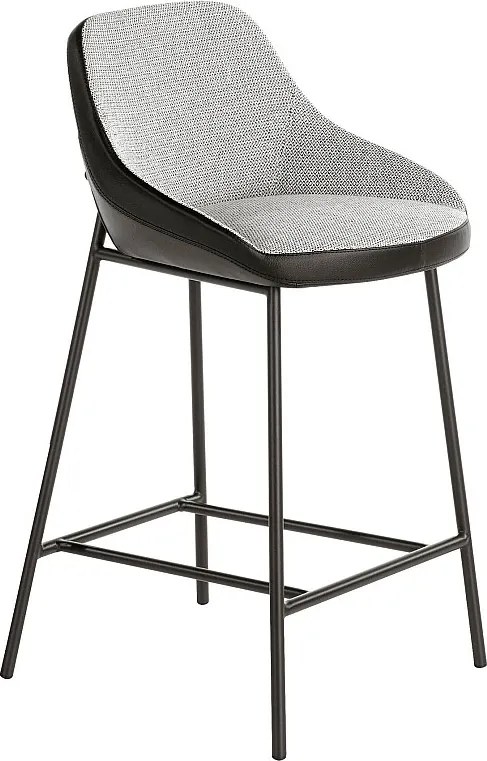 Taboret z szarej tkaniny i czarnej ekoskóry 4100 ANGEL CERDA