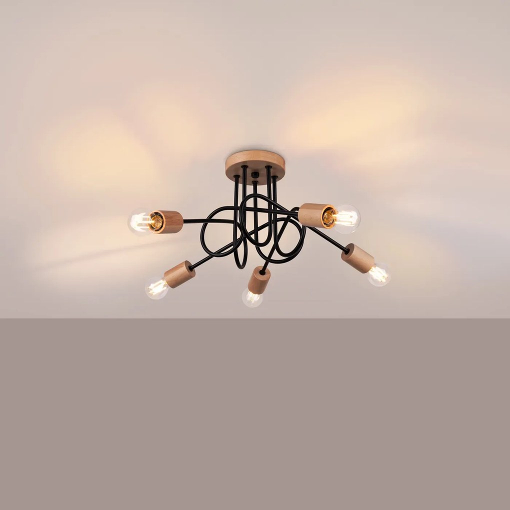 Żyrandol EMBER 5 czarny SOLLUX LIGHTING