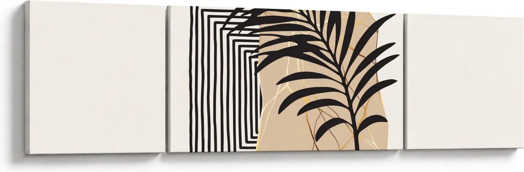 Obraz - Abstrakcja z tropikalnymi liśćmi N⁰3 (170x50 cm)