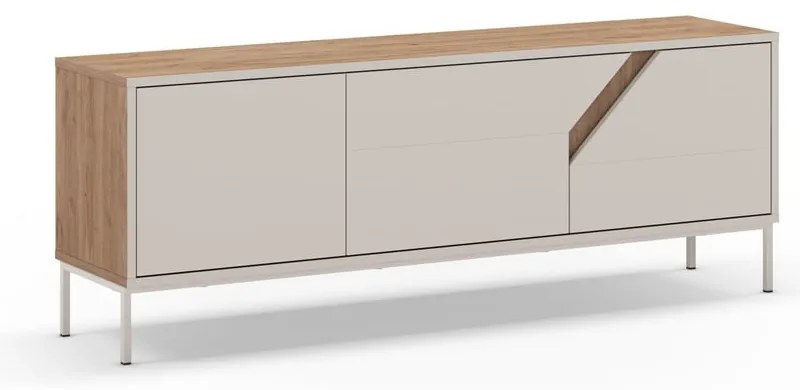 Kremowo-naturalna komoda w dekorze dębu 150x55x35 cm Lilou – Marckeric