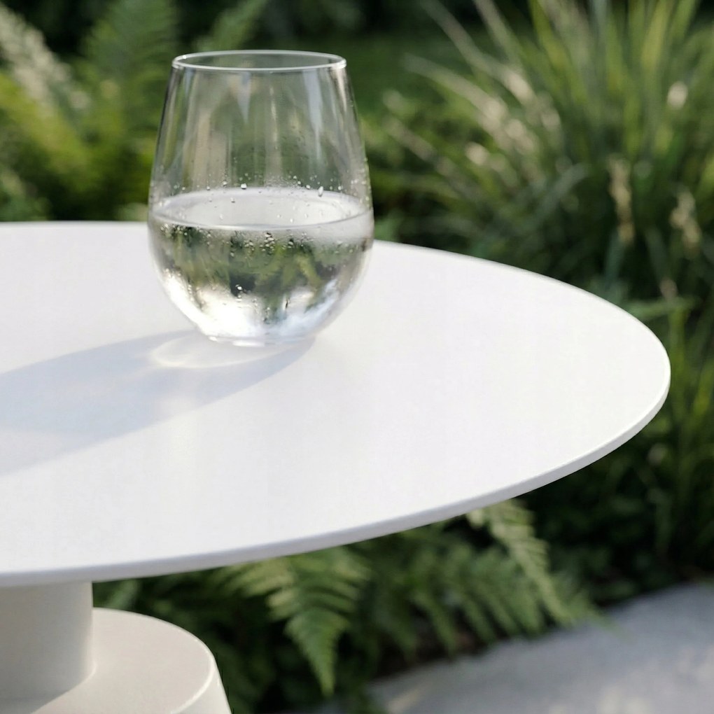 Stolik ogrodowy aluminiowy beżowy okrągły 40x40x50 cm lekki odporny taras