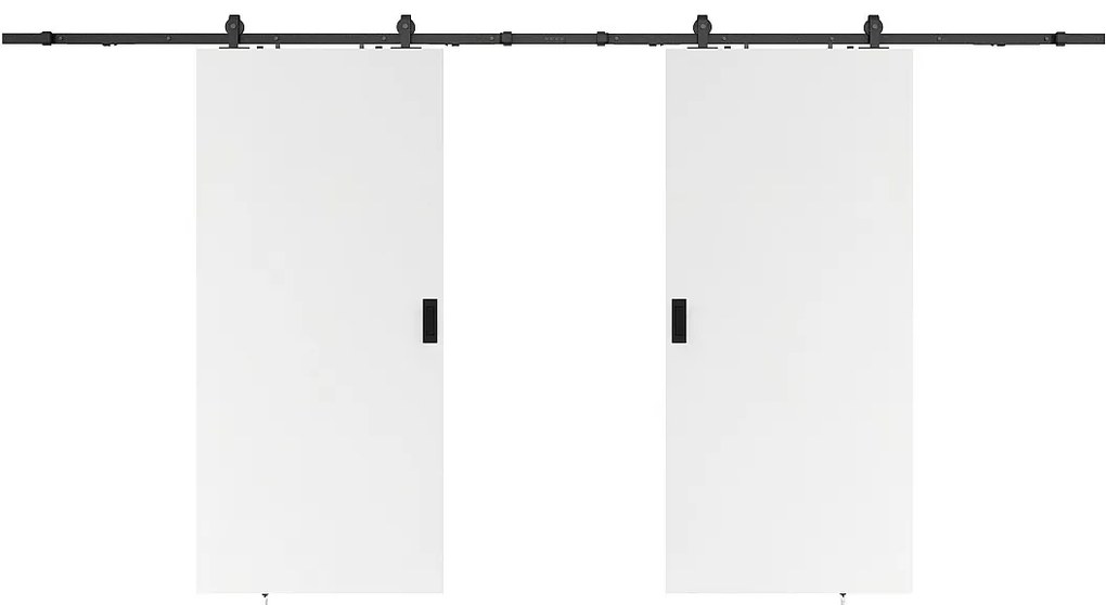 Drzwi przesuwne naścienne podwójne - 2 x wys. 205 x szer. 83 cm - MDF + białe PCV - VARIN II