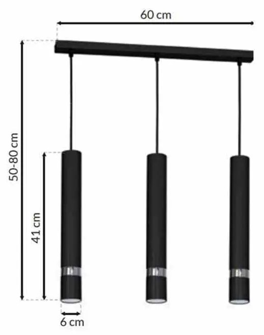 Lampa wisząca JOKER BLACK/CHROME 3xGU10, na listwie