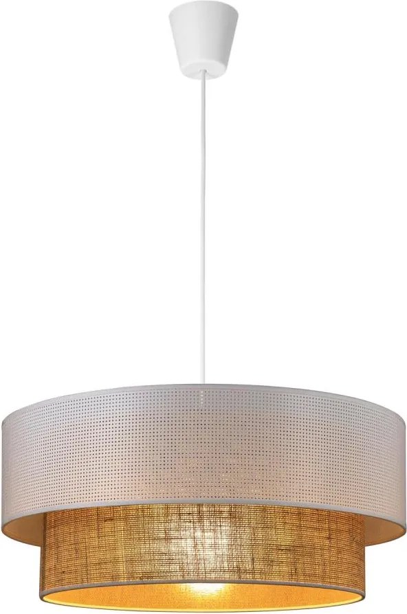 Lampa wisząca BORHO na lince 1xE27/60W/230V śr. 50 cm biały/juta