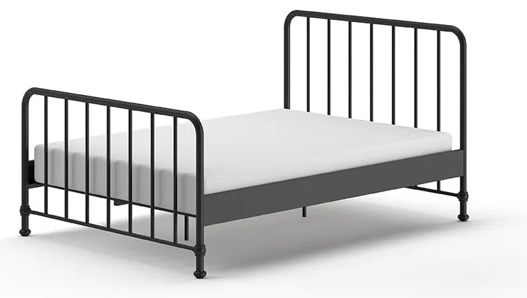 Czarne metalowe łóżko ze stelażem 140x200 cm BRONXX – Vipack