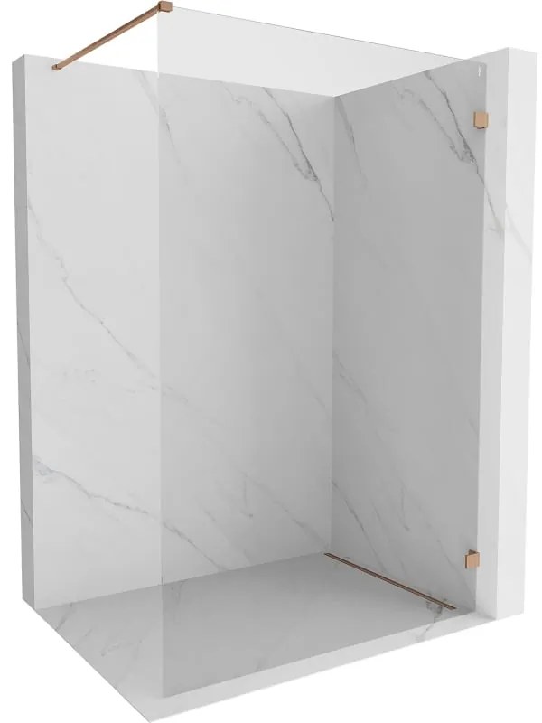 Mexen Lunar ścianka prysznicowa Walk-in prawa 60 x 200 cm, transparent 8 mm, miedź szczotkowana - 830-060-000-65-00-P