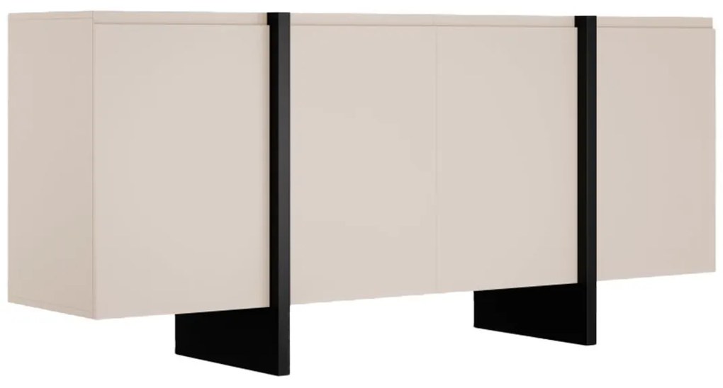Komoda 4-drzwiowa z MDF - Beżowy i Czarny - LUVONIA