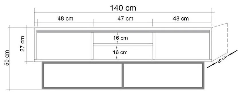 Szafka pod TV w dekorze orzecha 140x50 cm Rodez – Kalune Design