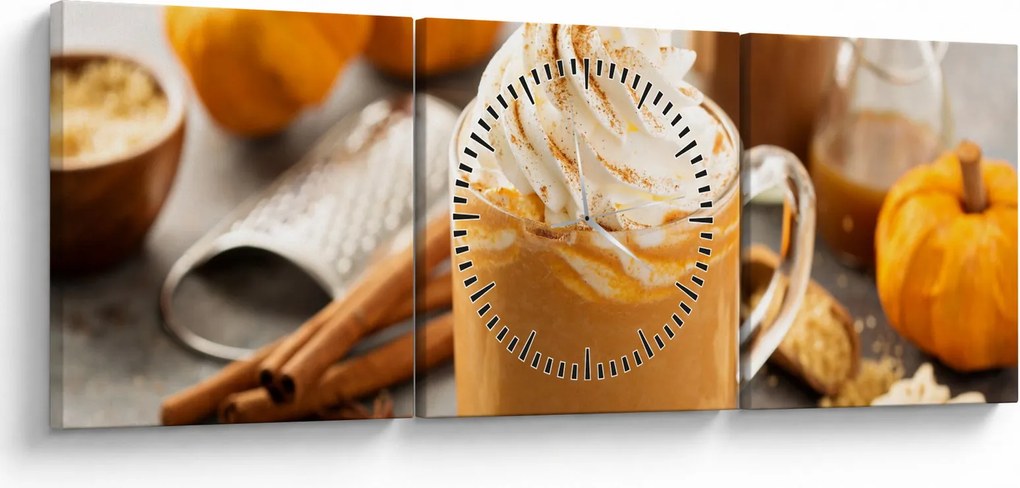 Obraz - Dyniowa latte (z zegarem) (90x30 cm)
