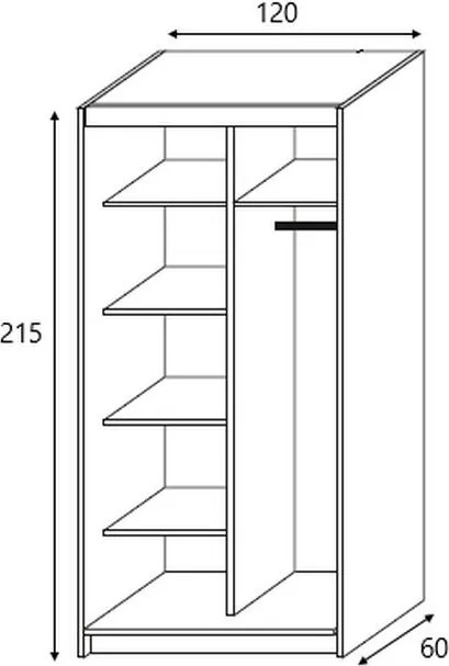 Szafa Przesuwna NICOLA 120 cm Szafa Dwudrzwiowa Dąb sonoma