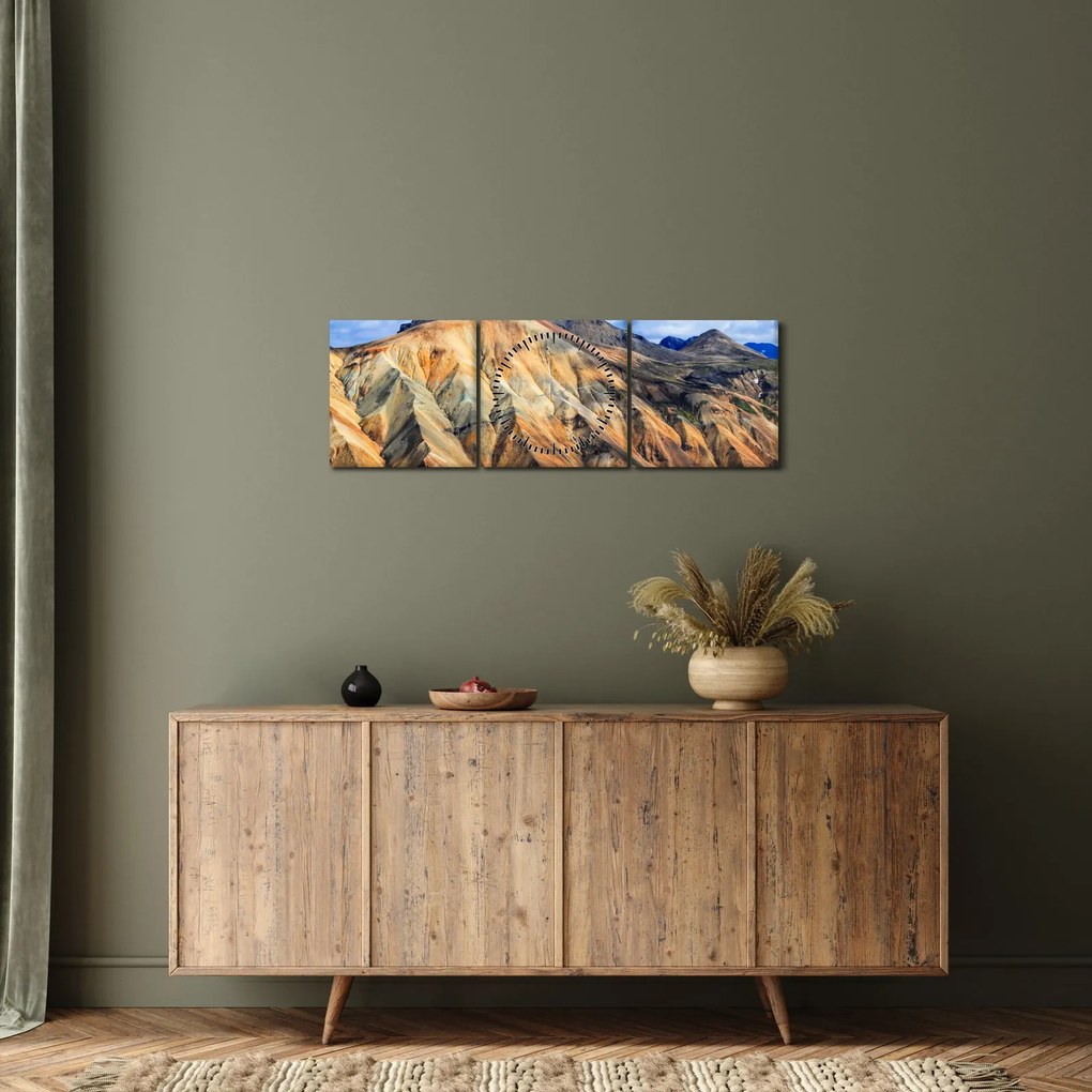Obraz - Landmannalaugar (z zegarem) (90x30 cm)