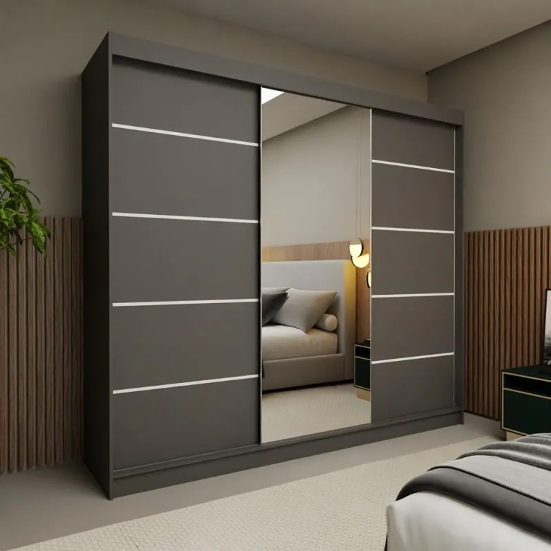 Duża szafa przesuwna Marys 240 cm z lustrem nowoczesna