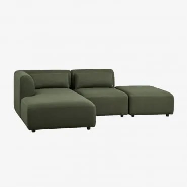 Sofa Modułowy Z Lewym Szezlongiem, 2-częściowy Z Pufem Fogler Tkanina Baranek Boucle Żółty Curri - Sklum