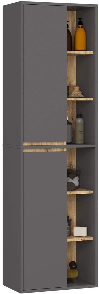 Komplet mebli łazienkowych grafit + dąb artisan  W8-C09