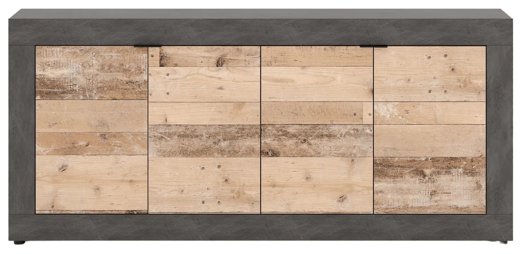 Komoda Czterodrzwiowa BLAGO 180 cm Surowy Dąb/Czarny Loft