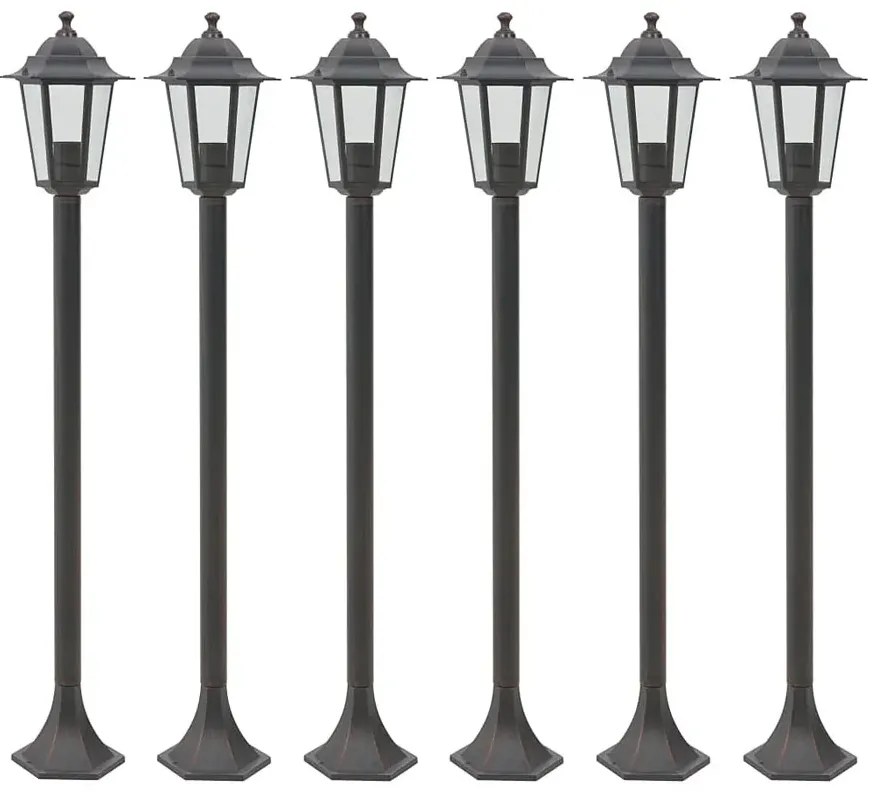 Zestaw 6 brązowych lamp zewnętrznych słupki - A467 P3-H62