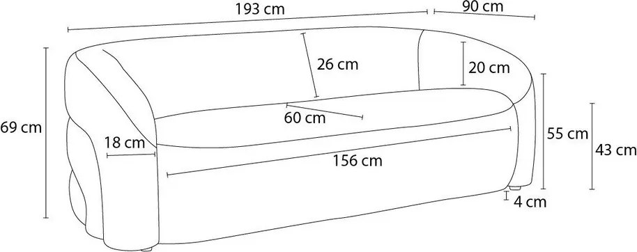 Brązowa sofa z materiału bouclé 193 cm Elina – Bobochic Paris