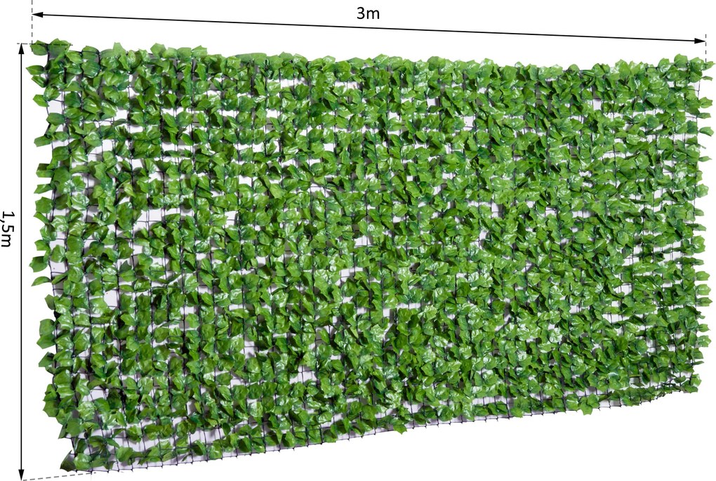 Outsunny Sztuczny Żywopłot Parawan Dekoracyjny Jasnozielony 300x150cm do Tarasu i Ogrodu | Aosom PL