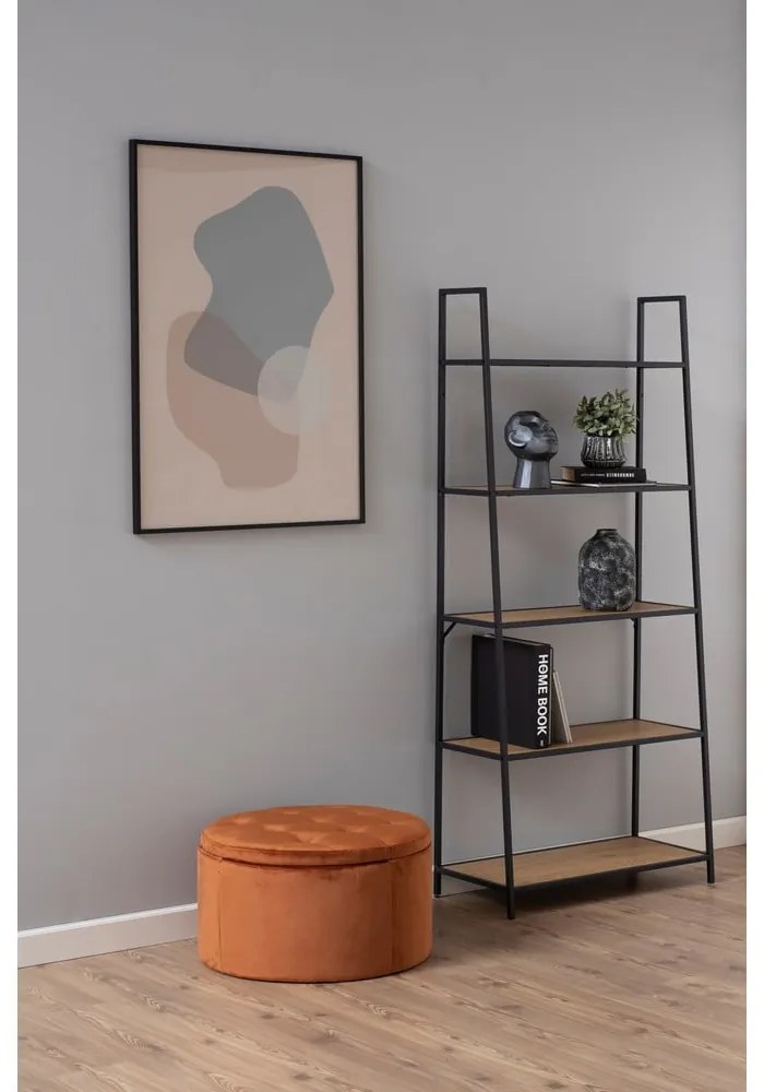 Czarno-naturalny regał w dekorze dębu 77x175 cm Seaford – Actona