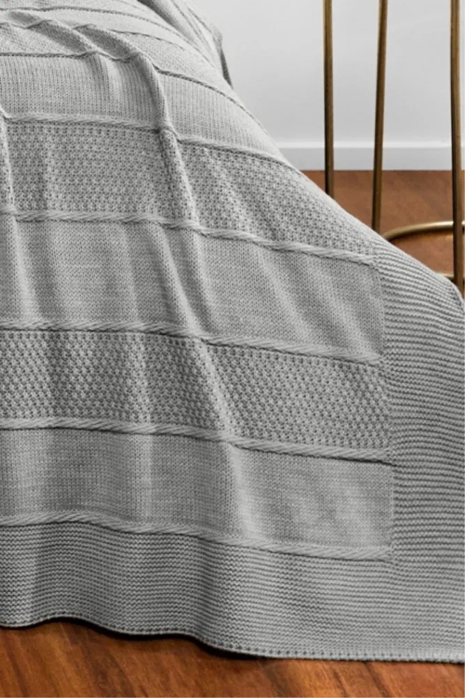 Wełniana narzuta na łóżko MABEL w opakowaniu prezentowym Kremowy