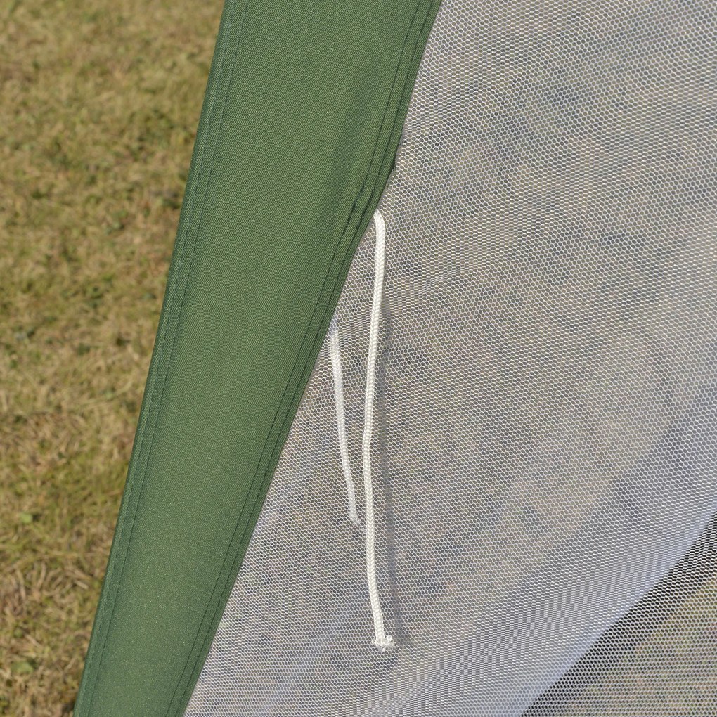 Outsunny Namiot Imprezowy 3x3m z Moskitierą Zielony Metal i Poliester Odporny na Warunki Atmosferyczne Komfortowy i Przestronny | Aosom PL