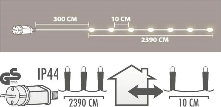 Łańcuch świetlny 240 LED zewnętrzny/wewnętrzny 23,9 m, biały