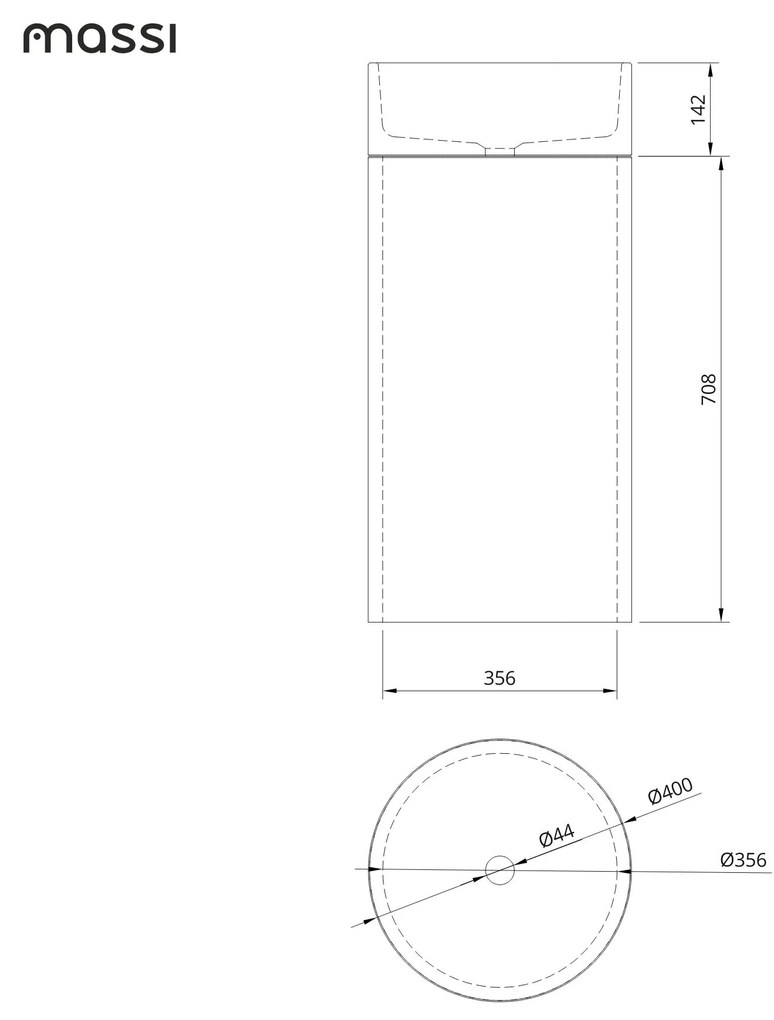 Umywalka betonowa wolostojąca bez otworu na baterię DELIS | Różne kolory : Kolor - Miętowy, Podłączenie syfonu - Do podłogi