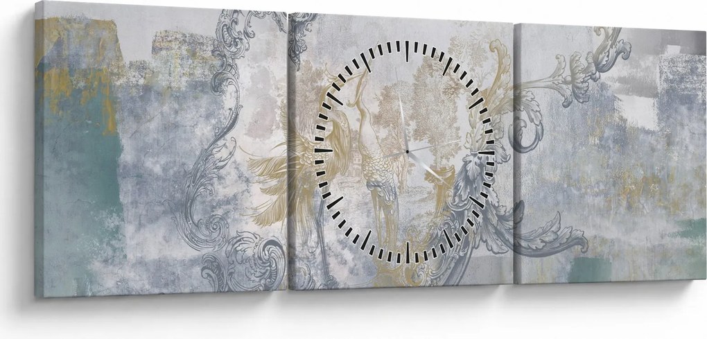Obraz - Malowidło na ścianie (z zegarem) (90x30 cm)