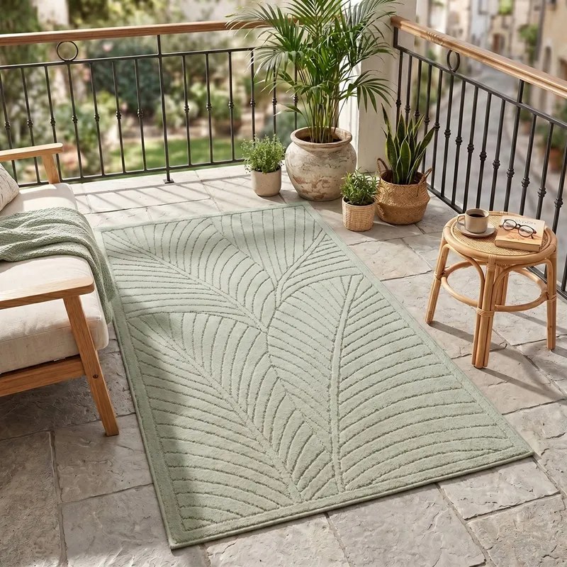 Dywan uniwersalny Nova 3D Motyw Roślinny oliwkowy 80 cm x 250 cm