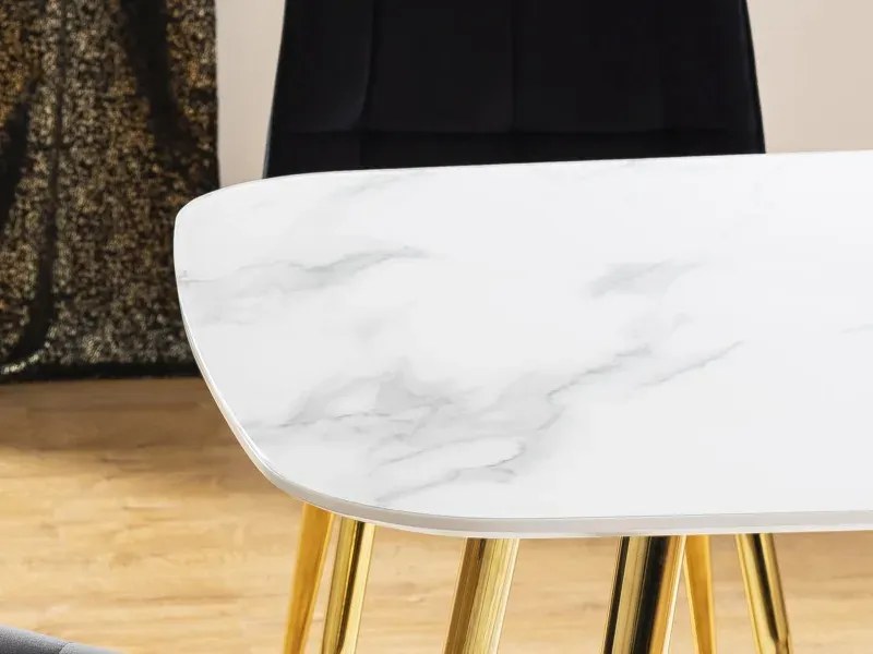 STÓŁ CERES BIAŁY EFEKT MARMURU/ZŁOTY STELAŻ 140X80 SIGNAL