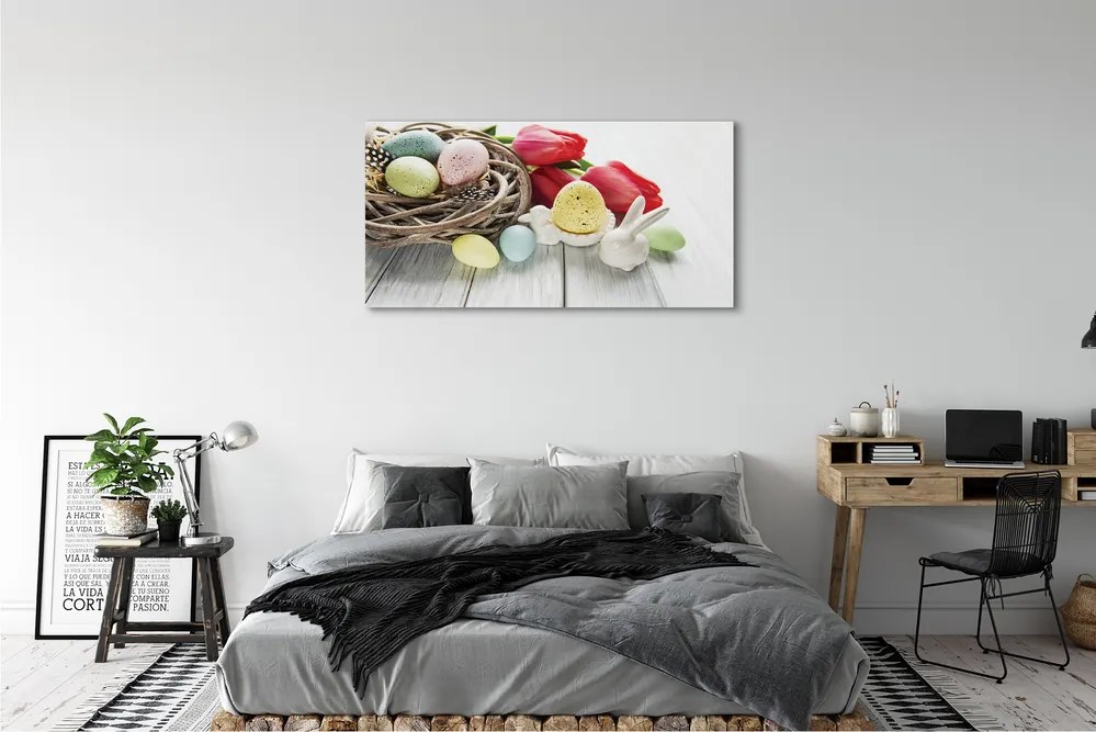 Obraz canvas na ścianę Jajka i Tulipany