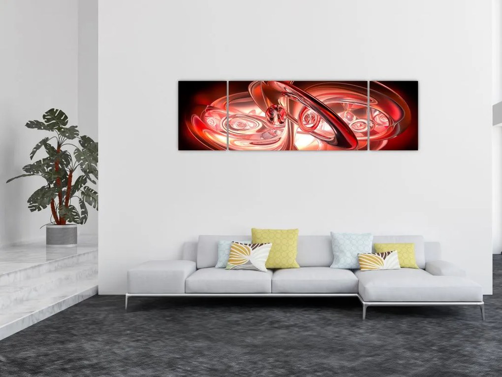 Obraz - czerwone kształty (170x50 cm)
