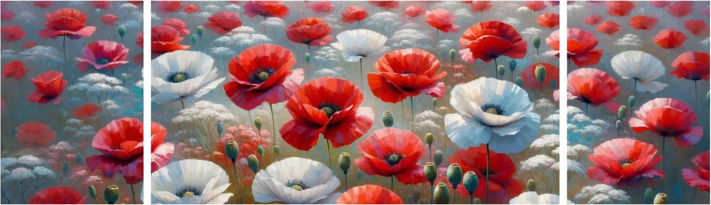 Obraz - Pole maków (170x50 cm)