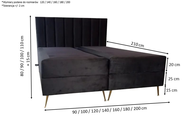 Łóżko kontynentalne BOX1 - 140x200