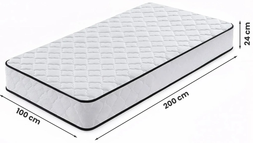Biały materac do łóżka z pokrowcem 100x200 D1-C64