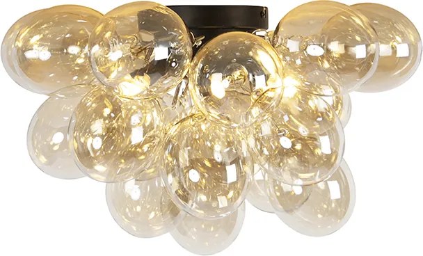 Inteligentna lampa sufitowa czarna z bursztynowym szkłem, 6-punktowa, z Zigbee G9 - Uvas