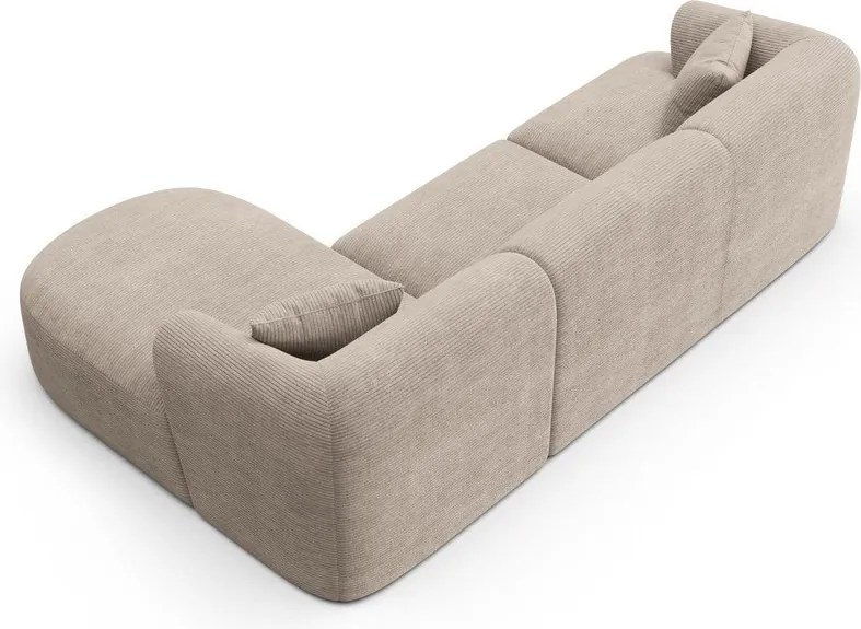 Jasnobrązowy sztruksowy narożnik (prawostronny/z szezlongiem) Campi – Cosmopolitan Design