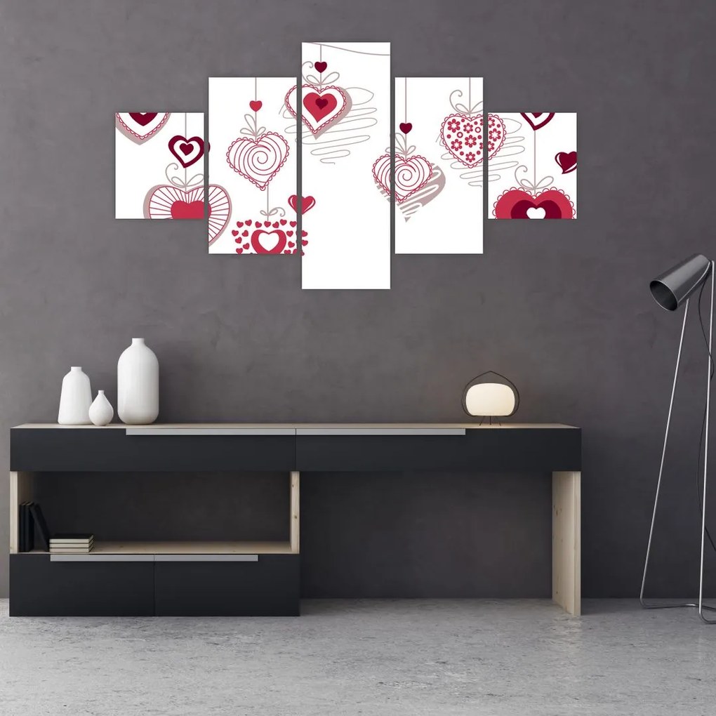 Obraz malowanych serc (125x70 cm)