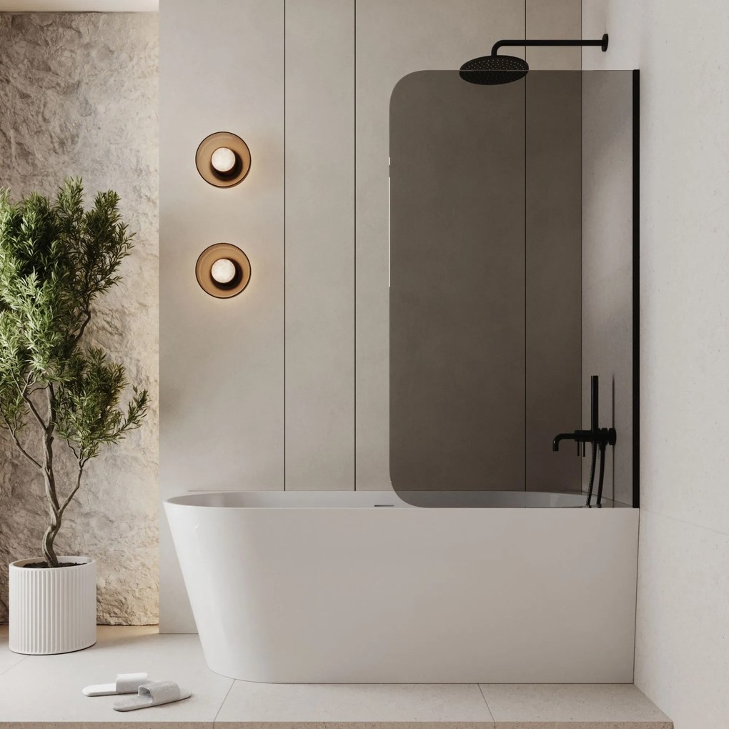 Parawan nawannowy prostokątny MOLIS Round Grafit szkło grafitowe | Różne rozmiary : Kolor profili kabiny - złoty, Rozmiar - 70x150 cm