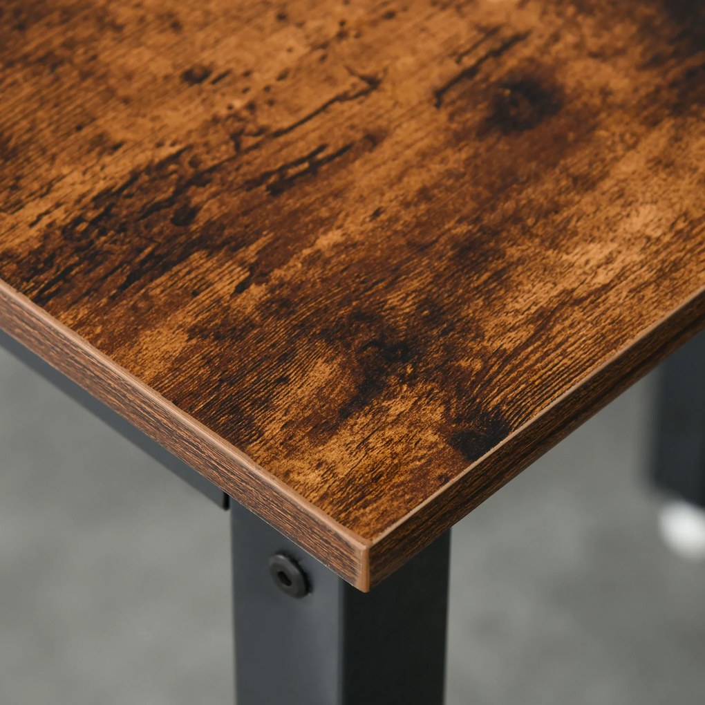 HOMCOM Składany stół jadalny, Stół industrialny, składany, metalowy i drewniany, oszczędzający miejsce, Brązowy