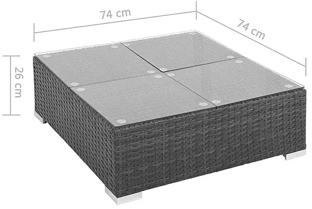 7-częściowy zestaw ogrodowy czarno śmietankowy z czerwonymi poduszkami 180cm