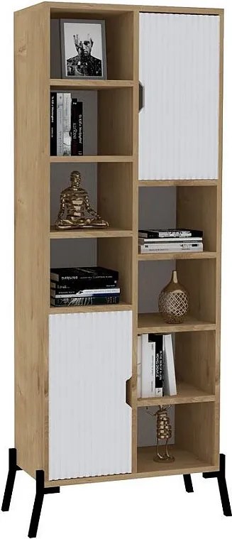 Regał na książki – 58,6 cm x 160 cm x 30 cm – Dąb biały i szafirowy – MDF