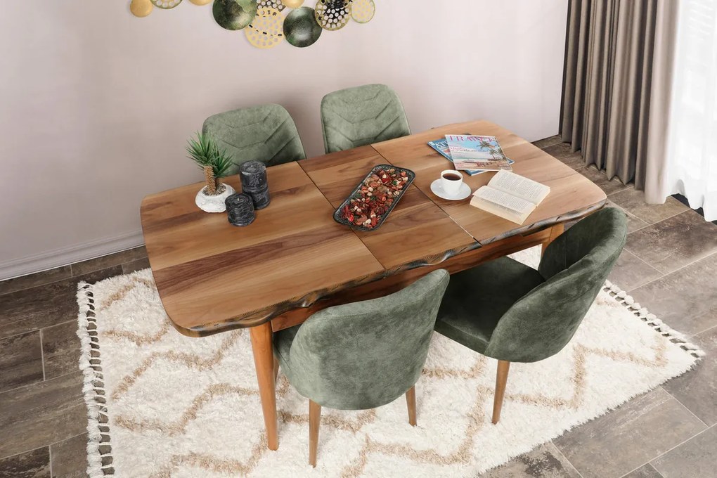 Zestaw krzeseł do jadalni Dallas Dark Green and Brown, 4 szt., 4 szt.