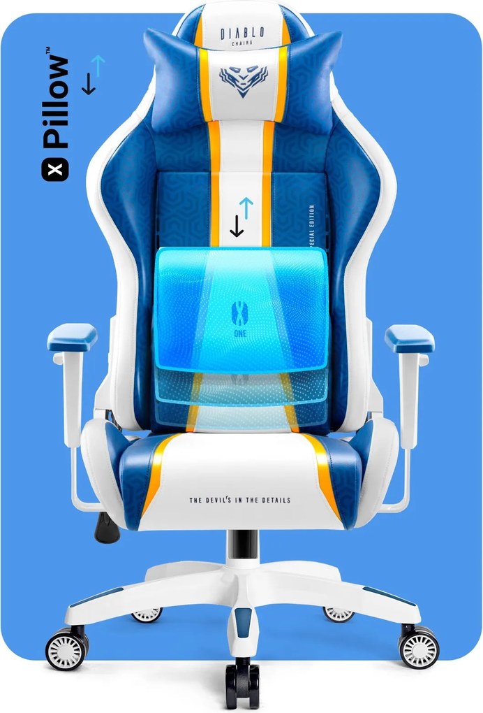 Fotel gamingowy Diablo X-One 2.0 King Size Aqua Blue Edition